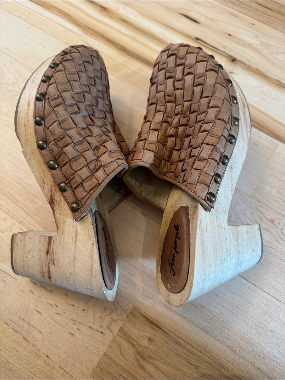Free People Woven Adelaide Clogs Shoes Taupe Tan-37-6.5-7 - Picture 4 of 7